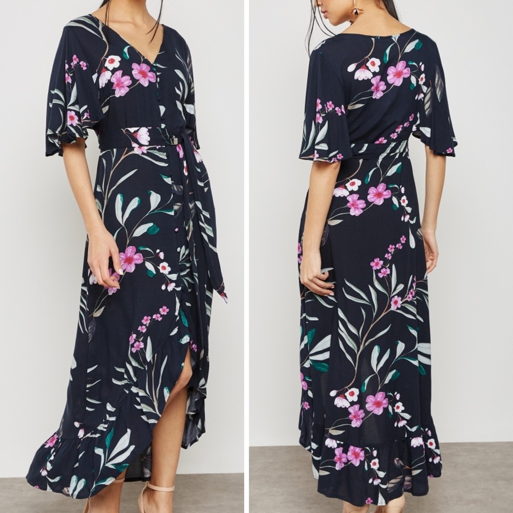Cotton On Floral Printed Wrap Dress Size medium